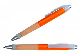 Ручка  шарик. автом. BL оранжевый полупр.корп. с белыми и серебр. вставками